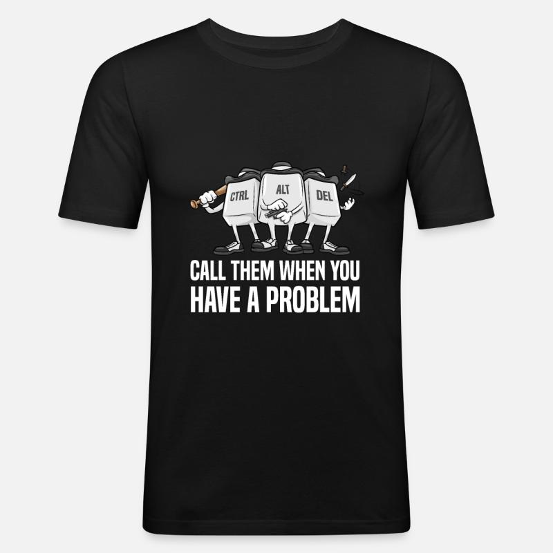 CTRL ALT DEL Nerd Geek - Männer Slim Fit T-Shirt - Schwarz