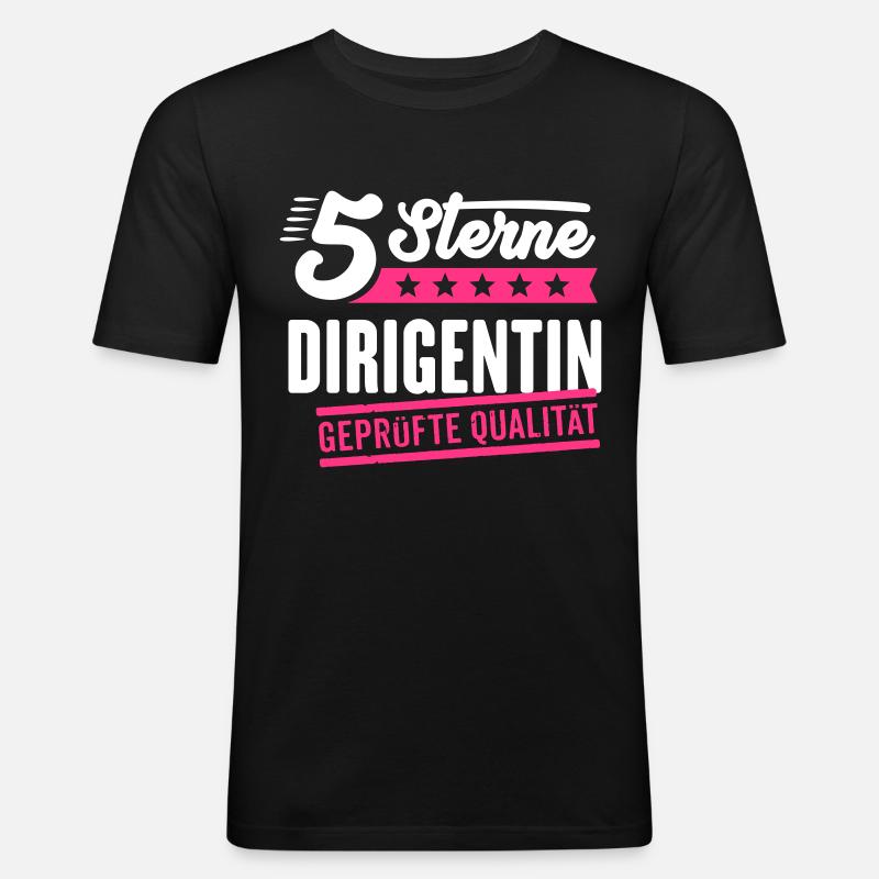 5Sterne Dirigentin - Männer Slim Fit T-Shirt - Schwarz