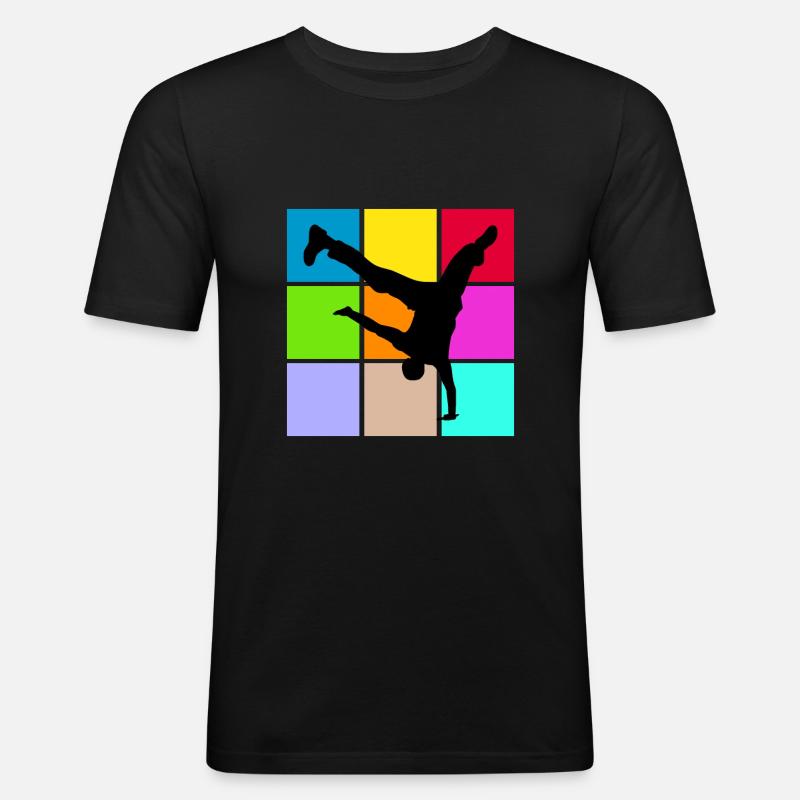 Breakdance - Männer Slim Fit T-Shirt - Schwarz