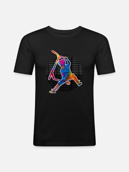 Freestyle-Roller - Männer Slim Fit T-Shirt - Schwarz