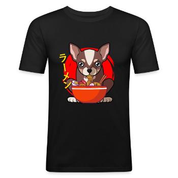 Chihuahua Japanese Ramen Dog Ramen - Men's Slim Fit T-Shirt - black - Front - Nik (191cm)
