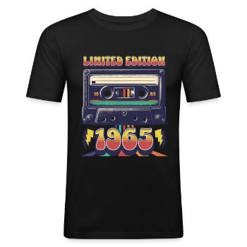 Anniversaire Millésime 1965 - T-shirt près du corps Homme - noir - Devant - Nik (191cm)