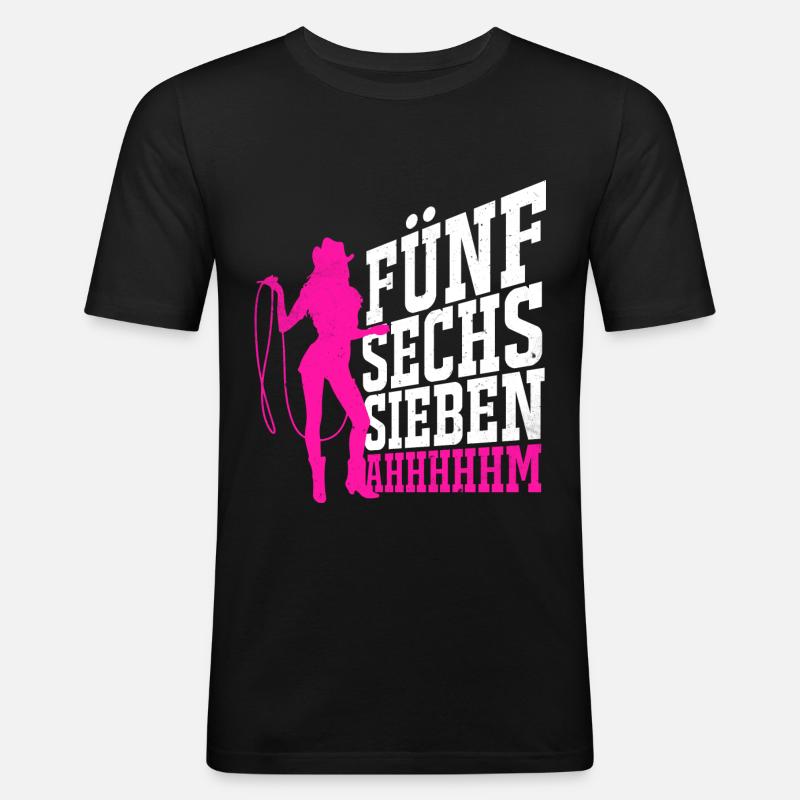 Cowboy - Männer Slim Fit T-Shirt - Schwarz