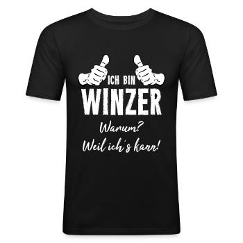 Winzer - Männer Slim Fit T-Shirt - Schwarz - Vorne - Nik (191cm)