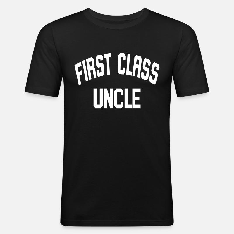 First Class Uncle - Männer Slim Fit T-Shirt - Schwarz