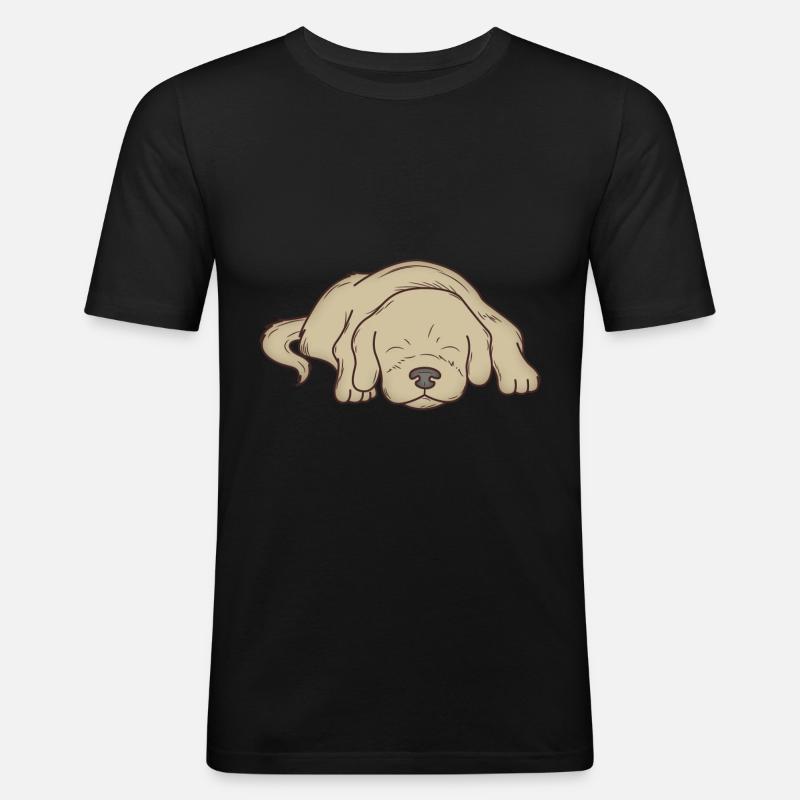 Schlafender Hund - Männer Slim Fit T-Shirt - Schwarz