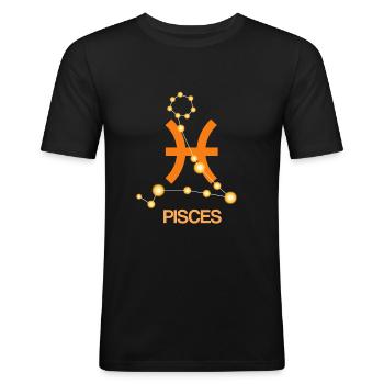 Poisson zodiaque - T-shirt près du corps Homme - noir - Devant - Nik (191cm)