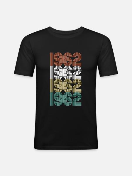 1962 Personalized Christmas Anniversary Gift - Men's Slim Fit T-Shirt - black