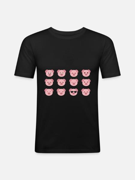 Funny pig faces. - Men's Slim Fit T-Shirt - black