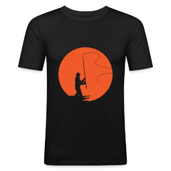 Fly fishing - Men's Slim Fit T-Shirt - black - Front - Nik (191cm)
