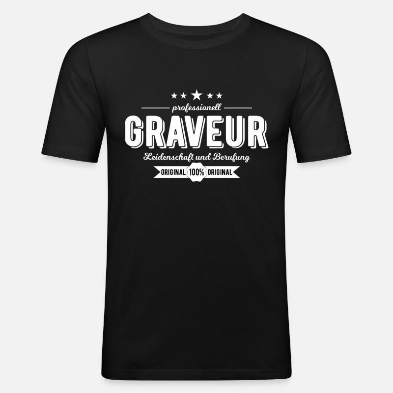 Graveur Beruf Geschenk - Männer Slim Fit T-Shirt - Schwarz
