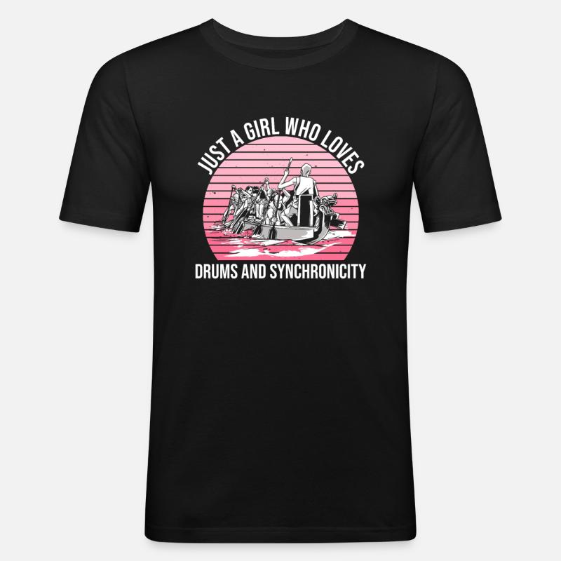 Drachenboot Mädchen - Männer Slim Fit T-Shirt - Schwarz