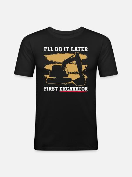 Baggerbau Baggerfahrer Bagger - T-shirt près du corps Homme - noir