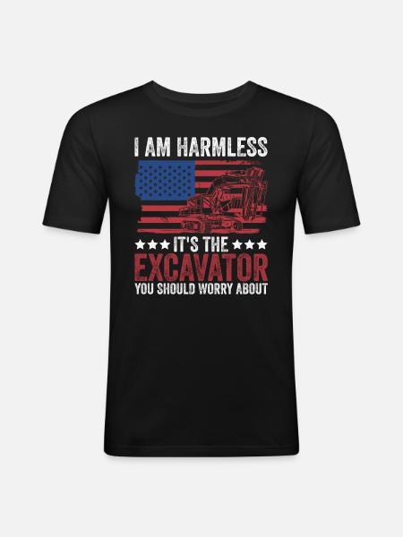 Bagger Baggerfahren Baggerfahrer - T-shirt près du corps Homme - noir
