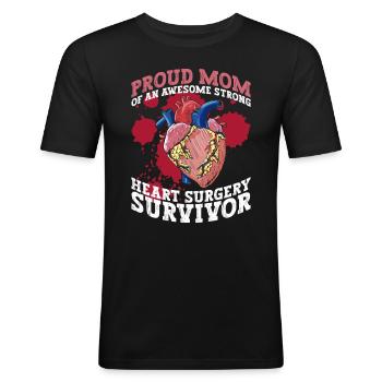 Herztransplantation Herzinfarkt Stolze Mama - Männer Slim Fit T-Shirt - Schwarz - Vorne - Nik (191cm)