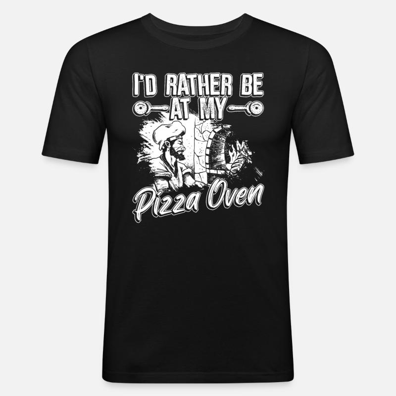 Pizza Pizzabacken Pizzabäcker - Männer Slim Fit T-Shirt - Schwarz