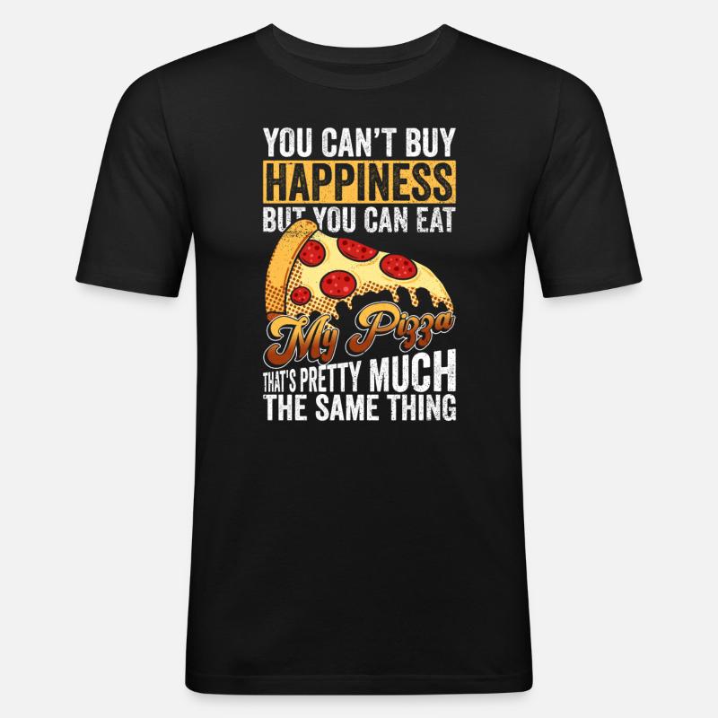 Pizza Pizzabäcker - Männer Slim Fit T-Shirt - Schwarz