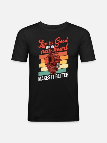 Herztransplantationsüberlebende Und Nach - Men's Slim Fit T-Shirt - black