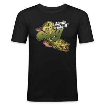 Hechtangler Hechte Angeln Spinnfischen - Men's Slim Fit T-Shirt - black - Front - Nik (191cm)