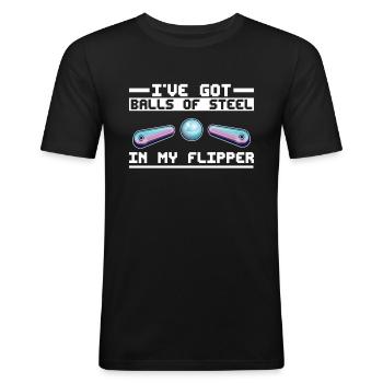 Retro-flipper-spieldesign Für Flipperspieler - T-shirt près du corps Homme - noir - Devant - Nik (191cm)