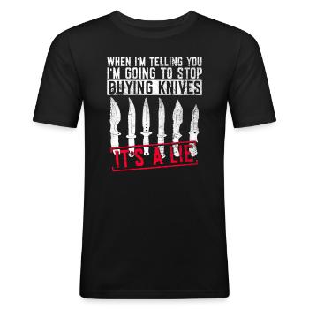 Messersammelmesser Sammlung Messersammler - Männer Slim Fit T-Shirt - Schwarz - Vorne - Nik (191cm)
