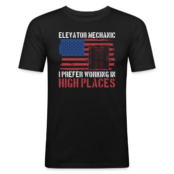 Patriotisches Aufzugsmechanik-design Für - Men's Slim Fit T-Shirt - black - Front - Nik (191cm)