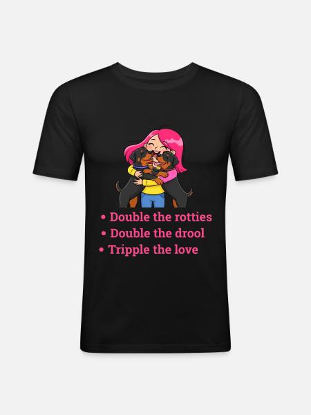 Doubler les rotties, tripler l’amour - T-shirt près du corps Homme - noir