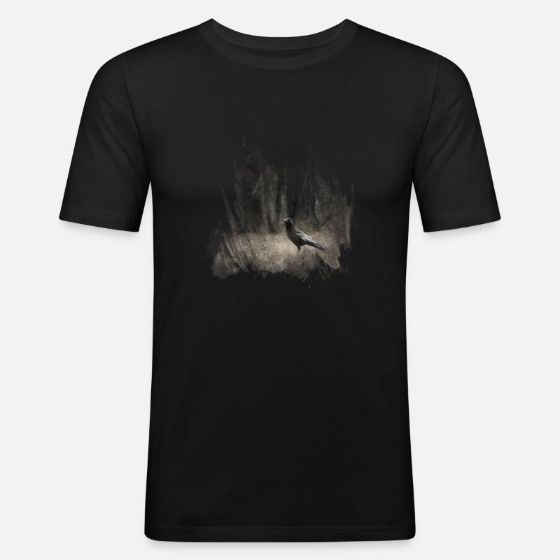 Black Crows Dark Forest - Männer Slim Fit T-Shirt - Schwarz