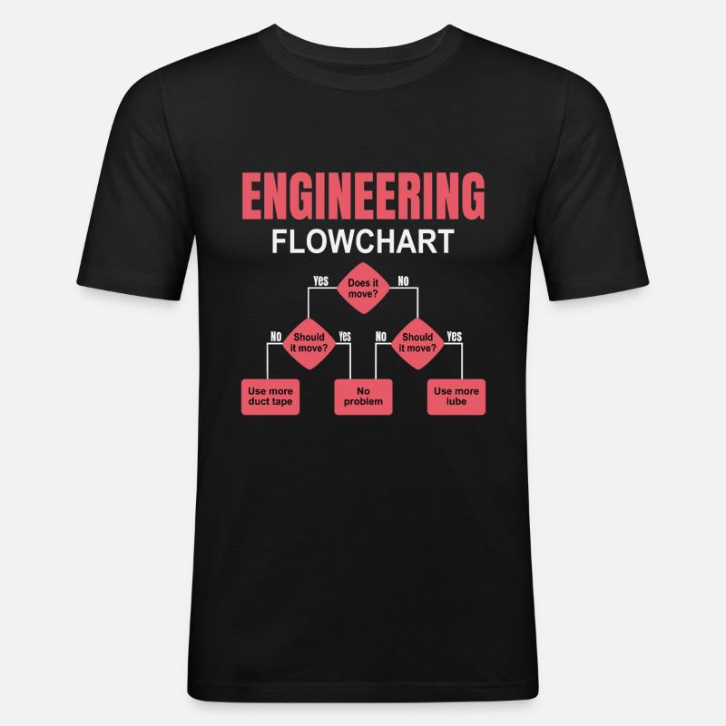 Engineering technischer Flowchart Ingenieur - Männer Slim Fit T-Shirt - Schwarz