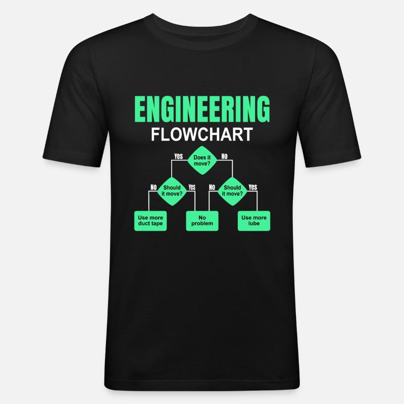 Engineering technischer Flowchart Ingenieur - Männer Slim Fit T-Shirt - Schwarz