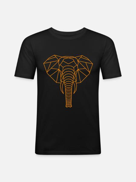 Elephant Geometric Line - Men's Slim Fit T-Shirt - black