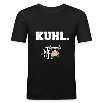 Kuhl lustiges Kuh Motiv Schwarz 2 - Männer Slim Fit T-Shirt - Schwarz - Vorne - Nik (191cm)