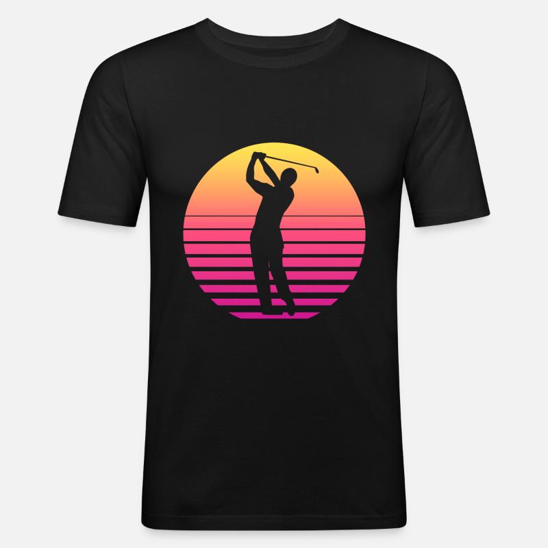 Golf Golfer Golfen Retro 80er - Männer Slim Fit T-Shirt - Schwarz