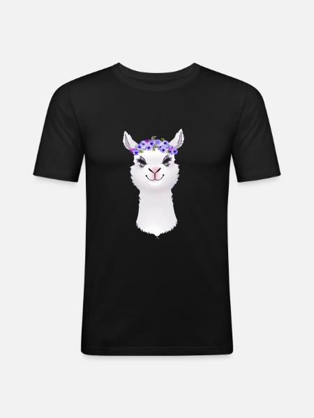 Llama alpaca animal - Men's Slim Fit T-Shirt - black
