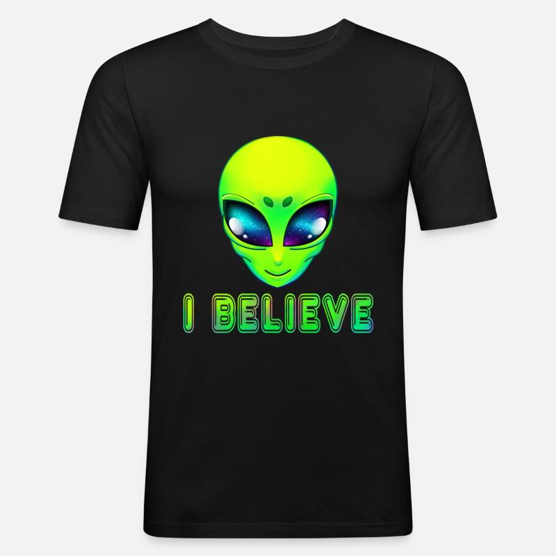 Alien Ausserirdische - Männer Slim Fit T-Shirt - Schwarz