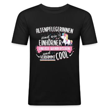 Altenpflegerin Pflegerin Altenpflege Spruch Beruf - Männer Slim Fit T-Shirt - Schwarz - Vorne - Nik (191cm)