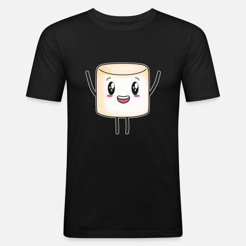 Marshmallow Marshmallows süß Süßigkeit Kinder - Männer Slim Fit T-Shirt - Schwarz