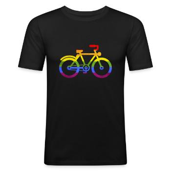 Vélo vélo vélo arc-en-ciel LGBT roue gay - T-shirt près du corps Homme - noir - Devant - Nik (191cm)