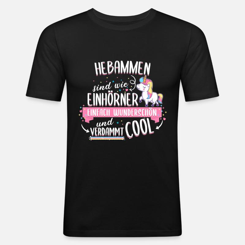 Hebamme Hebammen Entbindungspflegerin Beruf Spruch - Männer Slim Fit T-Shirt - Schwarz