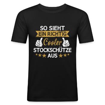 Stockschießen Eisstockschießen Eisstock Spruch - Männer Slim Fit T-Shirt - Schwarz - Vorne - Nik (191cm)