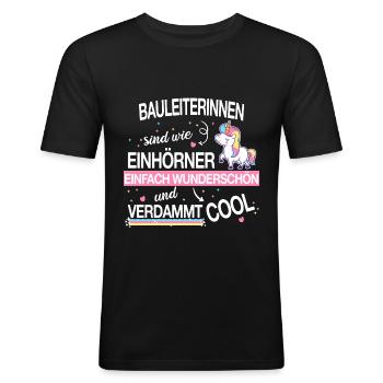 Bauleiter Bauleiterin Bauarbeiter Beruf Spruch - Männer Slim Fit T-Shirt - Schwarz - Vorne - Nik (191cm)