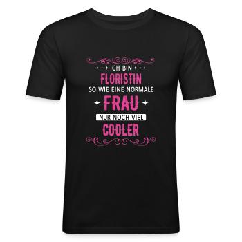 Floristin Floristik Florist Blumen Beruf Spruch - Männer Slim Fit T-Shirt - Schwarz - Vorne - Nik (191cm)