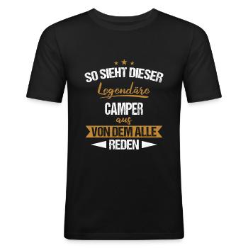Camping Wohnwagen Camper Wohnmobil Campen - Männer Slim Fit T-Shirt - Schwarz - Vorne - Nik (191cm)