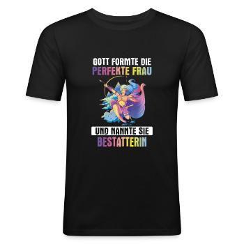 Bestatter Bestatterin Bestatten Beruf Spruch - Männer Slim Fit T-Shirt - Schwarz - Vorne - Nik (191cm)