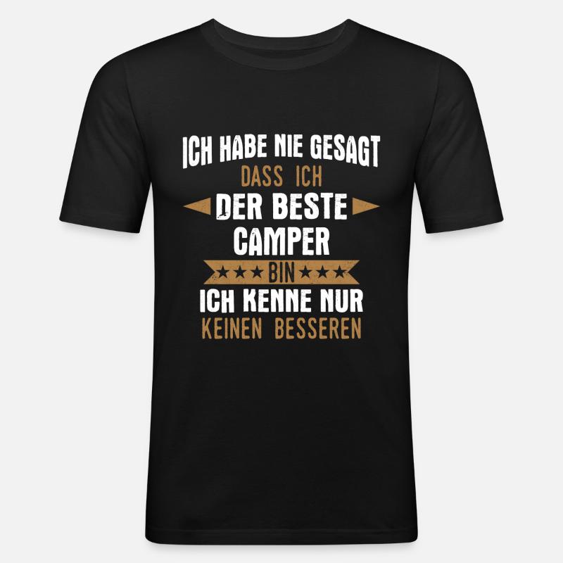 Camping Wohnwagen Camper Wohnmobil Campen - Männer Slim Fit T-Shirt - Schwarz
