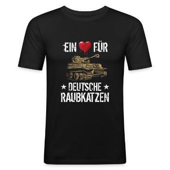 Panzer Tiger Kampfpanzer Weltkrieg Spruch - Männer Slim Fit T-Shirt - Schwarz - Vorne - Nik (191cm)