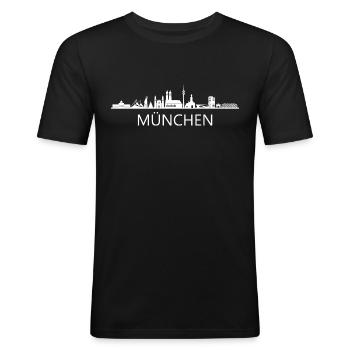 Stadt München Skyline Munich - Männer Slim Fit T-Shirt - Schwarz - Vorne - Nik (191cm)
