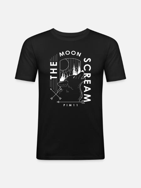 The moon scream (weiss) - Männer Slim Fit T-Shirt - Schwarz