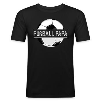 Fußball Papa - Männer Slim Fit T-Shirt - Schwarz - Vorne - Nik (191cm)