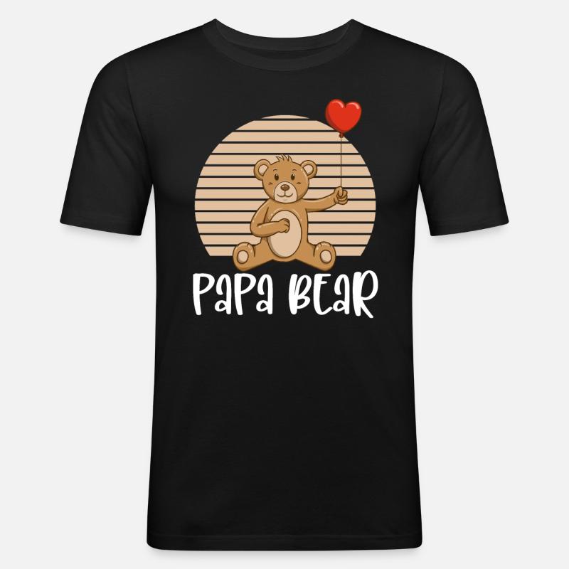 Papa Bear - Männer Slim Fit T-Shirt - Schwarz